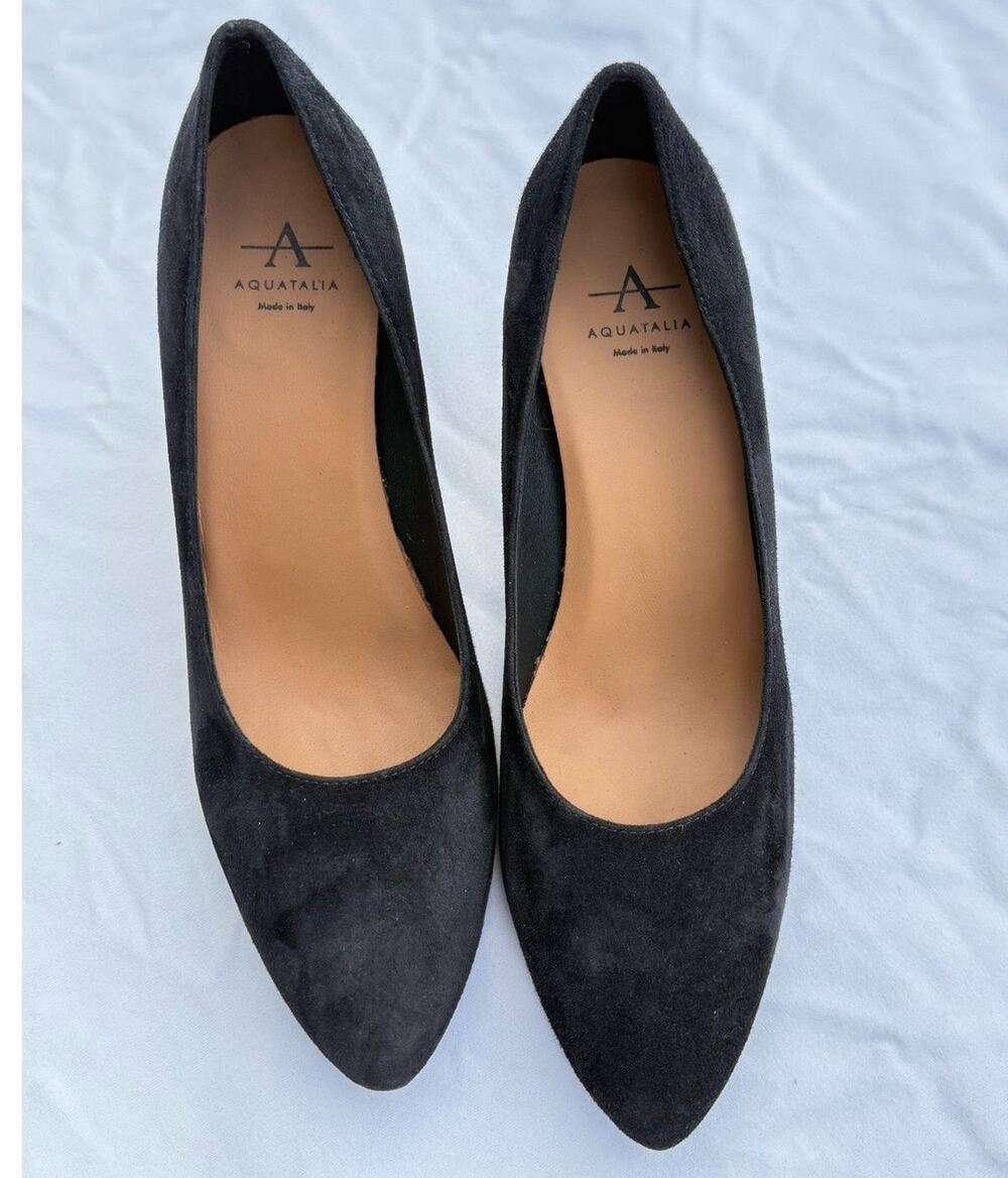 Aquatalia Posie Black Suese Weatherproof Wedge Pump Size 5